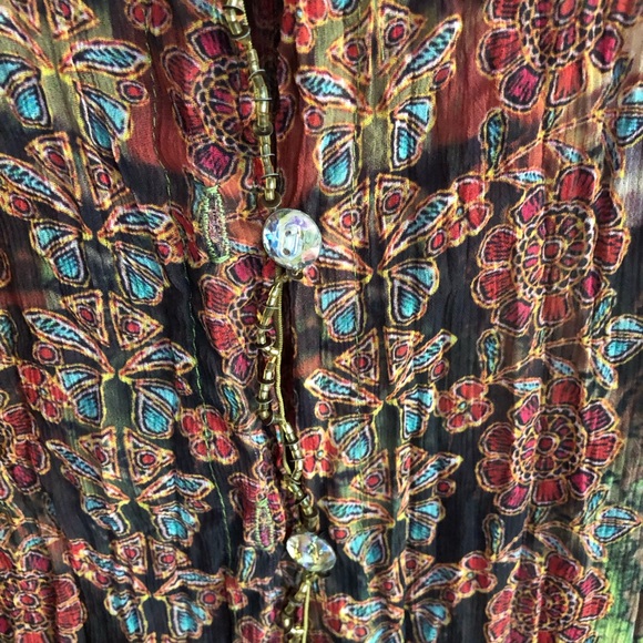 Love Amour Blouse Shirt Embroidered Multicolor Long Sleeve Button Up Size XLarge - Picture 13 of 15